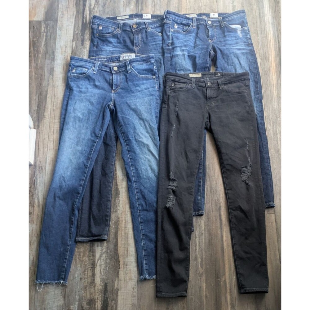 Lot of 4 AG Adriano Goldschmied 27R Women's Jeans Distressed Dark Wash Gray